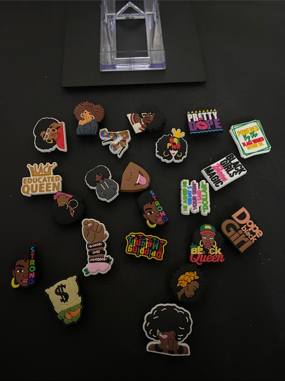 Black Queen Assorted Afro Girl Shoe Charms - Multi Color